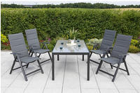 MERXX Garten-Essgruppe "Taviano" Set, 5 Stk. tlg. 4 Klappsessel, 5-fach...
