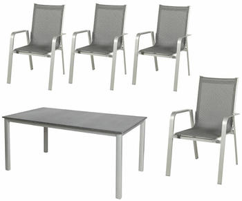 Acamp Urban 5-tlg. 160cm Tisch Acaplan Stapelsessel platin (22582)