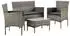 Juskys Fort Myers Polyrattan Gartenmöbel-Set grau-meliert