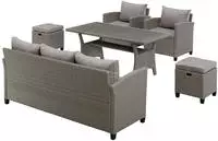 KONIFERA Gartenlounge-Set "Amsterdam" Set, 1x 3er Sofa, 1x 2 Sessel, 2x Hocker,