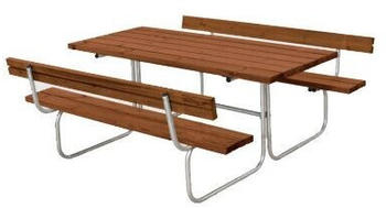 Plus A/S Classic Picknicktisch mit 2 Rückenlehnen 177 x 177 cm teakfarben