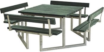 Plus A/S Twist Sitzgruppe Picknicktisch mit 4 Rückenlehnen Retex Upcycling 227 cm grün
