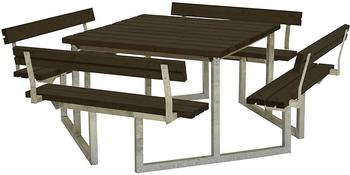 Plus A/S Twist Sitzgruppe Picknicktisch Kiefer-Fichte mit 4 Rückenlehnen 227 cm schwarz