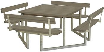 Plus A/S Twist Sitzgruppe Picknicktisch mit 4 Rückenlehnen Kiefer-Fichte 227 cm graubraun