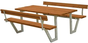 Plus A/S Wega Picknicktisch mit 2 Rückenlehnen Kiefer-Fichte 177 cm teakfarben