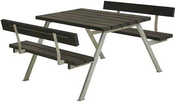 Plus A/S Alpha Picknicktisch mit 2 Rückenlehnen Retex Upcycling 118 x 185 x 73 cm schwarz