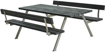 Plus A/S Alpha Picknicktisch mit 2 Rückenlehnen Retex Upcycling 177 x 185 x 73 cm grau