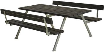 Plus A/S Alpha Picknicktisch mit 2 Rückenlehnen Retex Upcycling 177 x 185 x 73 cm schwarz