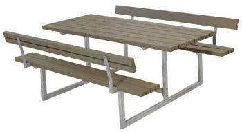 Plus A/S Basic Picknicktisch mit 2 Rückenlehnen Kiefer-Fichte 177 x 184 cm graubraun