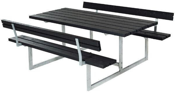 Plus A/S Basic Picknicktisch mit 2 Rückenlehnen Kiefer-Fichte 177 x 184 cm schwarz