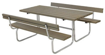 Plus A/S Classic Picknicktisch mit 2 Rückenlehnen Kiefer-Fichte 177 x 177 cm graubraun