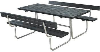 Plus A/S Classic Picknicktisch mit 2 Rückenlehnen Retex Upcycling 177 x 177 cm grau