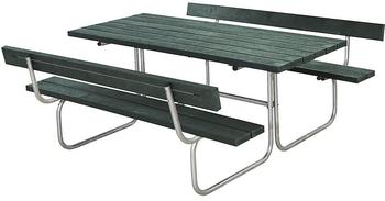 Plus A/S Classic Picknicktisch mit 2 Rückenlehnen Retex Upcycling 177 x 177 cm grün