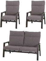 Siena Garden Gartenlounge-Set "Valencia" 1x Bank, 2x Sessel, 3 Stk. tlg.