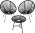 TecTake 2 Gartenstühle Santana mit Tisch 190x149x78cm schwarz