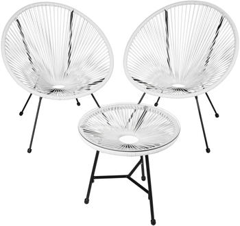 TecTake 2 Gartenstühle Santana mit Tisch 190x149x78cm weiß