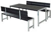 Plus A/S Plankengarnitur 186 cm mit Tisch, 2 Bänken und Rückenlehnen schwarz