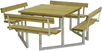 Plus A/S Twist Sitzgruppe Picknicktisch mit 4 Rückenlehnen Kiefer-Fichte 227 cm druckimprägniert