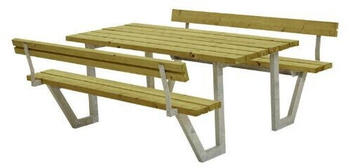 Plus A/S Wega Picknicktisch mit 2 Rückenlehnen Kiefer-Fichte 177 cm druckimgrägniert