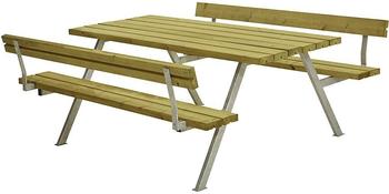 Plus A/S Alpha Picknicktisch mit 2 Rückenlehnen Kiefer-Fichte 177 x 185 x 73 cm druckimprägniert
