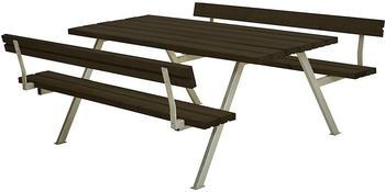 Plus A/S Alpha Picknicktisch mit 2 Rückenlehnen Kiefer-Fichte 177 x 185 x 73 cm schwarz