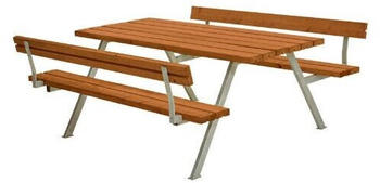 Plus A/S Alpha Picknicktisch mit 2 Rückenlehnen Kiefer-Fichte 177 x 185 x 73 cm teakfarben