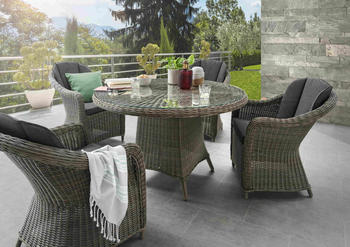 Destiny MALAGA mit rundem Esstisch (4 Personen) Ø100x75cm Vintage Grau