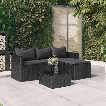 vidaXL Garten-Lounge-Set Schwarz Poly Rattan (362330)