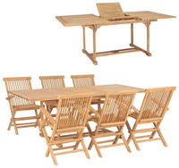 vidaXL 7-tlg. Garten-Essgruppe 150-200 x 100 x 75 cm Massivholz Teak