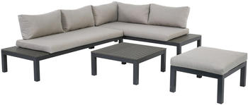 Gartenfreude Aluminium-Lounge Ambience Zwei- u. Dreisitzer Hocker Tisch Dunkelgrau/Hellgrau