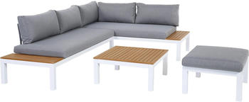 Gartenfreude Aluminium-Lounge Ambience Zwei- u. Dreisitzer Hocker Tisch Weiß-Grau