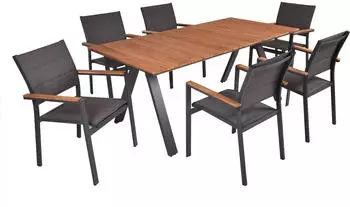 Garden Pleasure Gartenmöbel-Set Set-03 Davin 7-teilig Schwarz-Braun