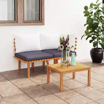 vidaXL 2-tlg. Garten-Lounge-Set mit Kissen Massivholz Akazie (316266)