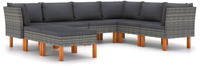 vidaXL 8-tlg. Garten-Lounge-Set mit Kissen Poly Rattan Grau