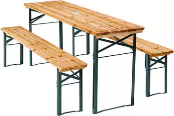 TecTake Bierzeltgarnitur Ludwig 3-teilig braun (404998)