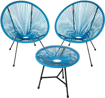 TecTake 2 Gartenstühle Santana mit Tisch blau (404414)