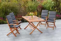 MERXX Garten-Essgruppe "Comodoro" 5 Stk. tlg. 4 Klappsessel mit ausziehbarem Tisch