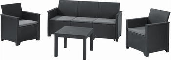 Keter Emma Lounge Set Kunststoff anthrazit (3er Set, Tisch, 2x Sessel)