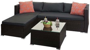 MCW Poly-Rattan Garnitur MCW-F57 braun/dunkelgrau mit Deko-Kissen (72779)