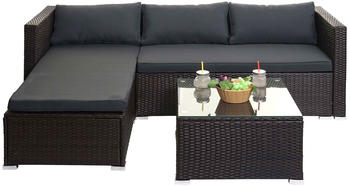 MCW Poly-Rattan Garnitur MCW-F57 braun/dunkelgrau ohne Deko-Kissen (72767)