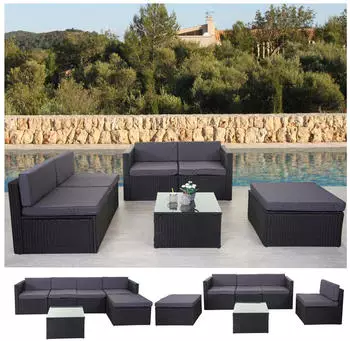 MCW Poly-Rattan-Garnitur MCW-D24 anthrazit/dunkelgrau (64048)