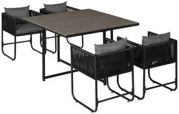 Outsunny 5-tlg. Polyrattan Gartenm&ouml;bel Set Grau (861-061V00GY)