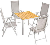 Gartenm&ouml;bel Set 4 St&uuml;hle Mit Wpc Tisch 80x80cm Aluminium Sicherheitsglas Wetterfest