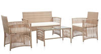 vidaXL 4-tlg. Garten-Lounge-Set mit Auflage Poly Rattan Beige