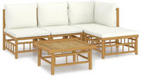 5-tlg. Garten-lounge-set Mit Cremewei&szlig;en Kissen Bambus - Vidaxl