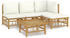 vidaXL 5-tlg. Garten-Lounge-Set mit Cremeweißen Kissen Bambus (3155177)