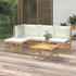 vidaXL 5-tlg. Garten-Lounge-Set mit Cremeweißen Kissen Bambus (3155177)