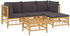 vidaXL 5-tlg. Garten-Lounge-Set mit Dunkelgrauen Kissen Bambus (3155210)