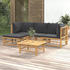 vidaXL 5-tlg. Garten-Lounge-Set mit Dunkelgrauen Kissen Bambus (3155210)