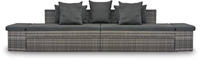 vidaXL 4-tlg. Garten-Sofagarnitur mit Kissen Grau Poly Rattan